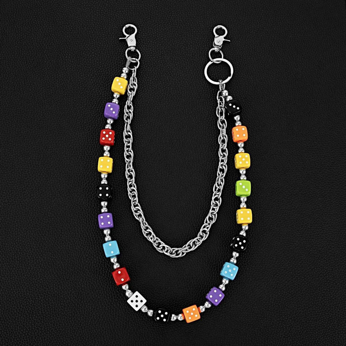 Unisex Punk Hip Hop Waist Chain - Double-Layer Acrylic Fiber Dice Punk Pant Accent, Funky Fashion Body Jewelry, Anniversary Gift Chain Accessory for Pants