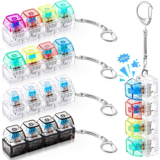 Transparent ABS Mechanical ASMR Clicker Fidget Keychain - Minimalist Design, Portable Sensory Gadget for Accessories Adults Stress Relief & Concentration, Keychain for Purse, Quirky Unisex Self-Care Gift