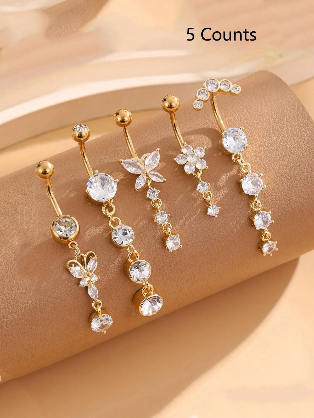 Women's Elegant Butterfly & Flower Design Belly Rings, Stainless Steel Belly Button Rings, Cute Trendy Belly Piercing Jewelry, Navel Piercing Jewelry, Fashion Body Jewelry, Body Jewellery for Party & Daily Decor