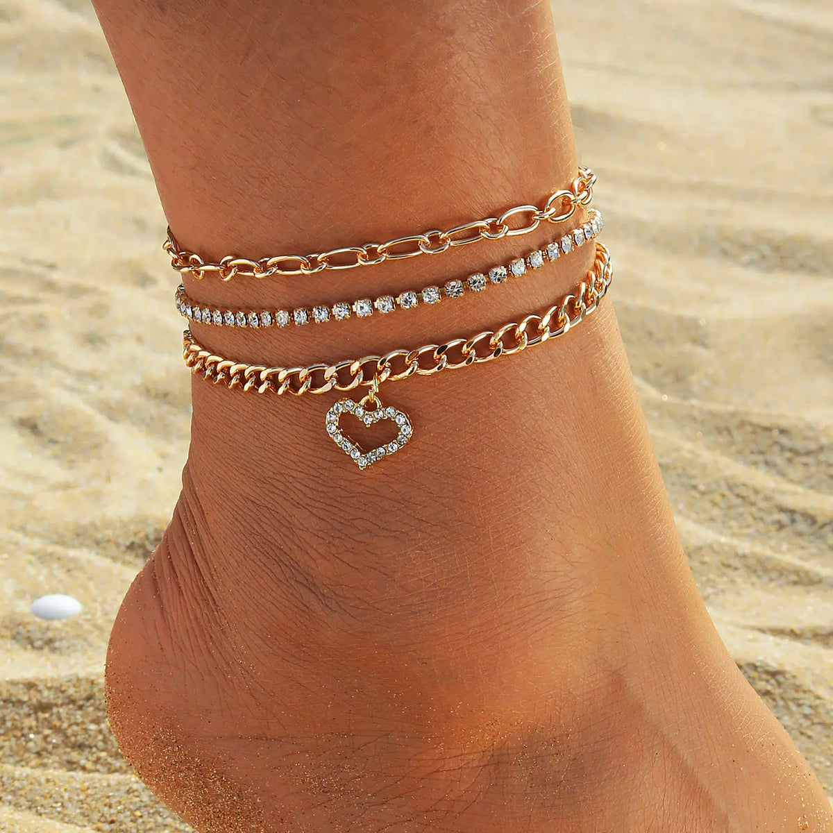 Female Women's Layered Gold Nylon Anklets Set - Retro Coin, Star, Butterfly Heart, Boho Pearl, Infinity Pendant Fashion Chic Accessories, Trendy Wearable Jewelry, Elegant Beach Summer Holiday Gift