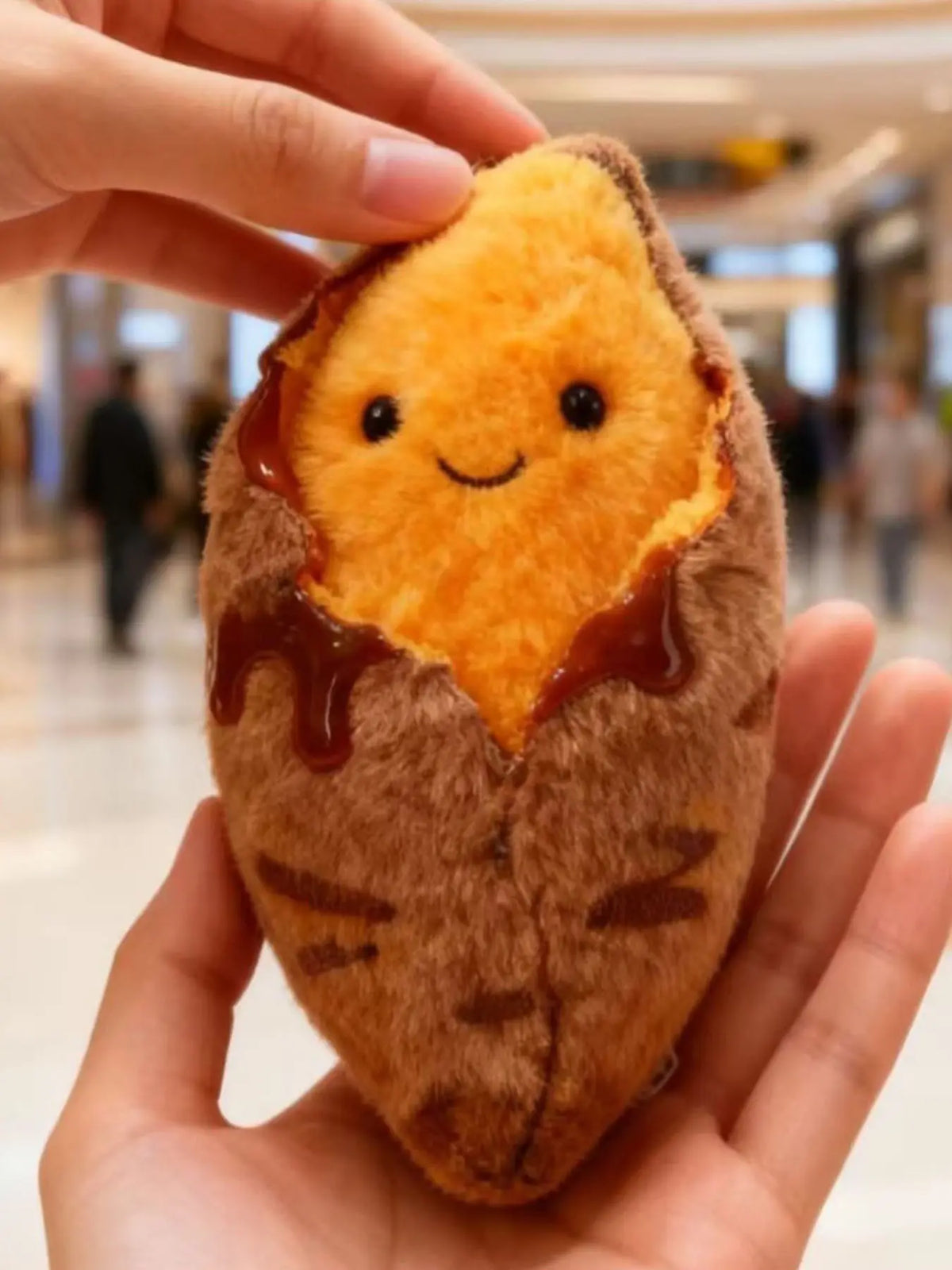 Roasted Sweet Potato Plush Keychain - Cute Food Plushie with Soft Plush & Keyring, Adorable Bag Charm for Backpack, Purse, Gift for Foodie Friends, Keychain for Bags, Cute Keychains