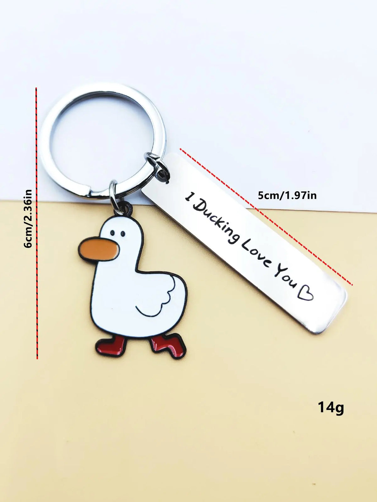 Cute Cartoon Duck Stainless Steel Keychain, Fashion Letter Engraving Slogan Metal Keychain, Backpack Messenger Bag Decoration, Cute Accessories, Couple Gifts, Creative Gifts, Cool Keychains