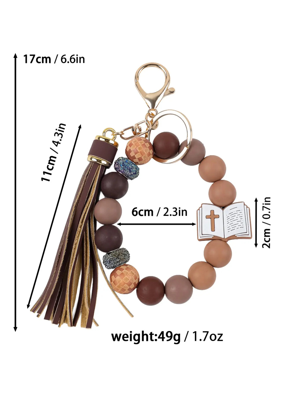 Christian Bible Cross Keychain, Mother's Day Gift for Mom, Faith Beaded Wristlet Keychain, Religious Boho Bag Charm, Key Charms, 1 Count