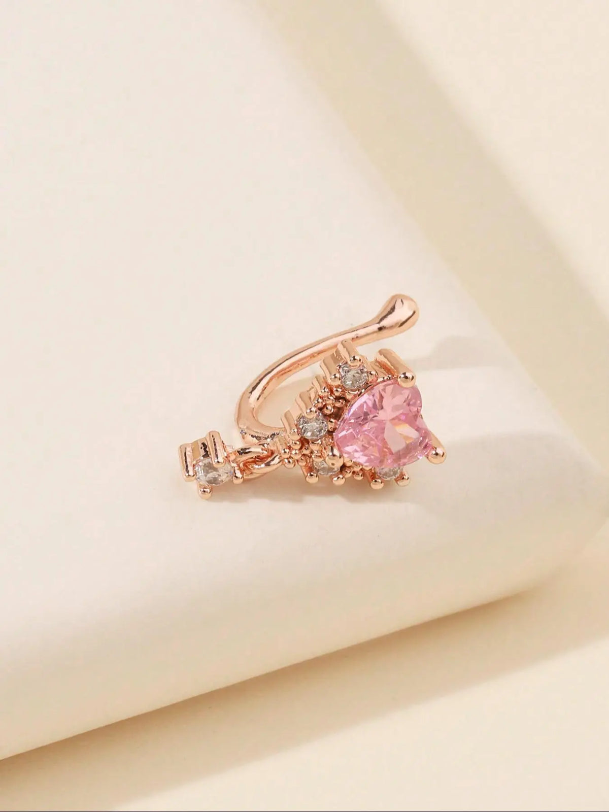 Mother's Day Gift Fashion Non-Piercing Heart-Shaped Rhinestone Nose Clip for Women, Stylish Valentine's Day Gift, Perfect Accessory for Mother's Day, Nose Ring Jewelry, Wearable Jewelry