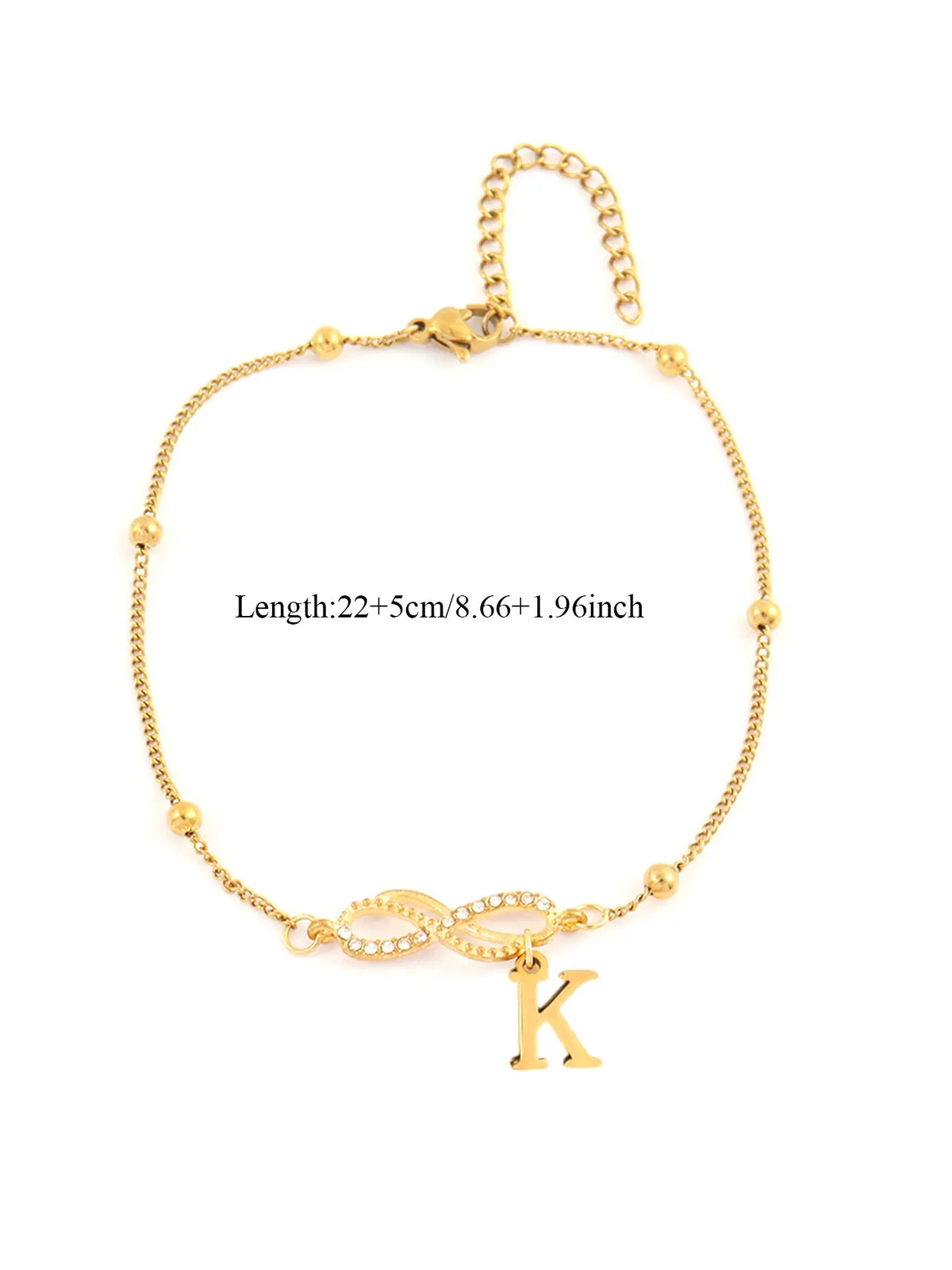 Women's Stainless Steel Anklet, Personalized Fashionable Infinite Symbol Initial Letter Design, Casual All-Season Foot Jewelry, Trendy Jewelry, Fashionable Accessory