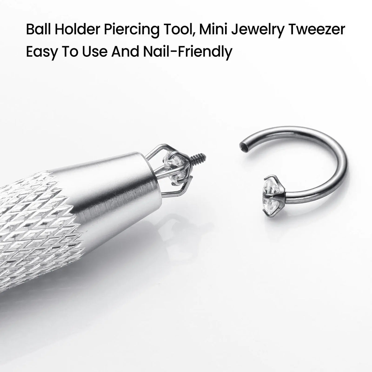 20G Titanium Heart Gems Horseshoe Nose Ring Free Auxiliary Tool Ball Holder Included - Piercing Jewelry