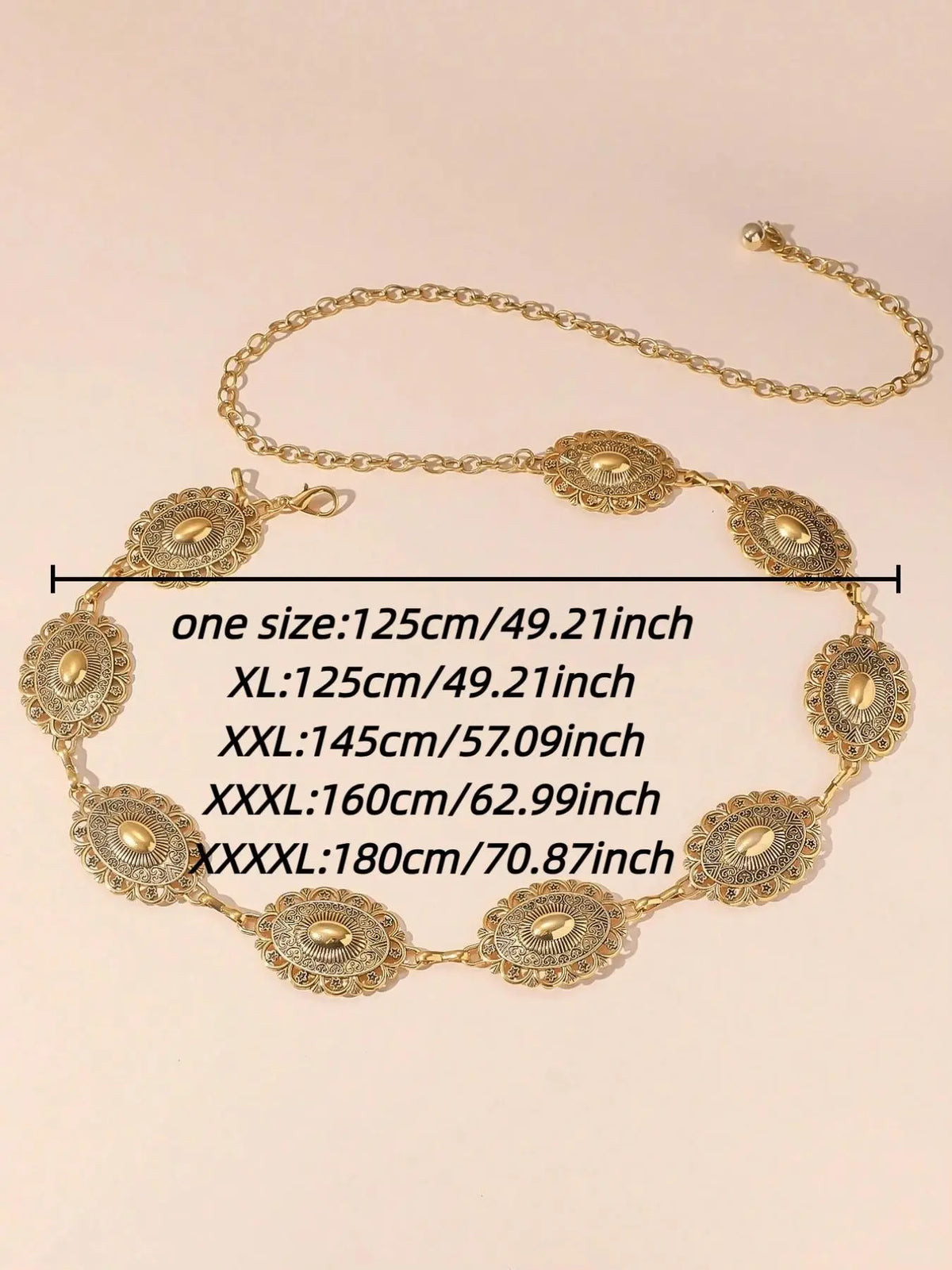 Women's Vintage Oval Pendant Body Chain Belt, Boho Style Adjustable Waist Chain for Jeans Dresses Bikinis, All Seasons Accessory