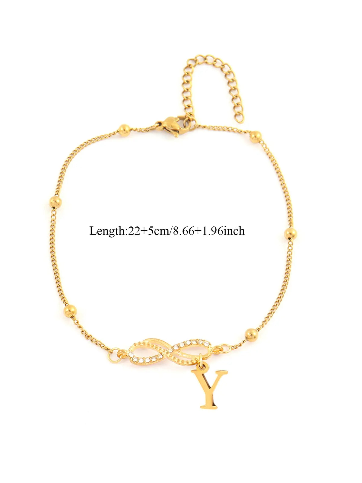 Women's Stainless Steel Anklet, Personalized Fashionable Infinite Symbol Initial Letter Design, Casual All-Season Foot Jewelry, Trendy Jewelry, Fashionable Accessory