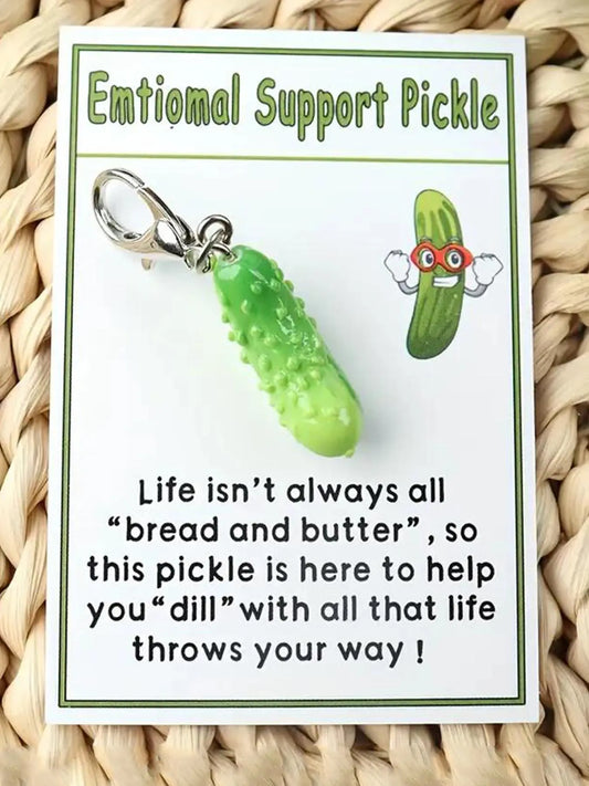 Cucumber Shaped Pickle Themed Keychains for Men, Cute Fruit Design Keychain with Pocket Card, Accessories for Women & Men, Cute Keychain Accessory, Birthday Gift, Gifts for Her, Charms, Lightweight Keychain, Key Rings