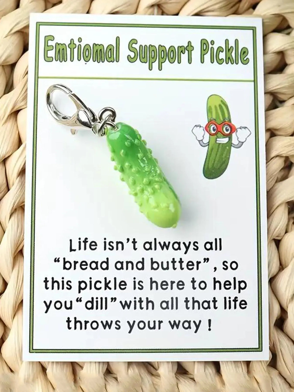 Cucumber Shaped Pickle Themed Keychains for Men, Cute Fruit Design Keychain with Pocket Card, Accessories for Women & Men, Cute Keychain Accessory, Birthday Gift, Gifts for Her, Charms, Lightweight Keychain, Key Rings