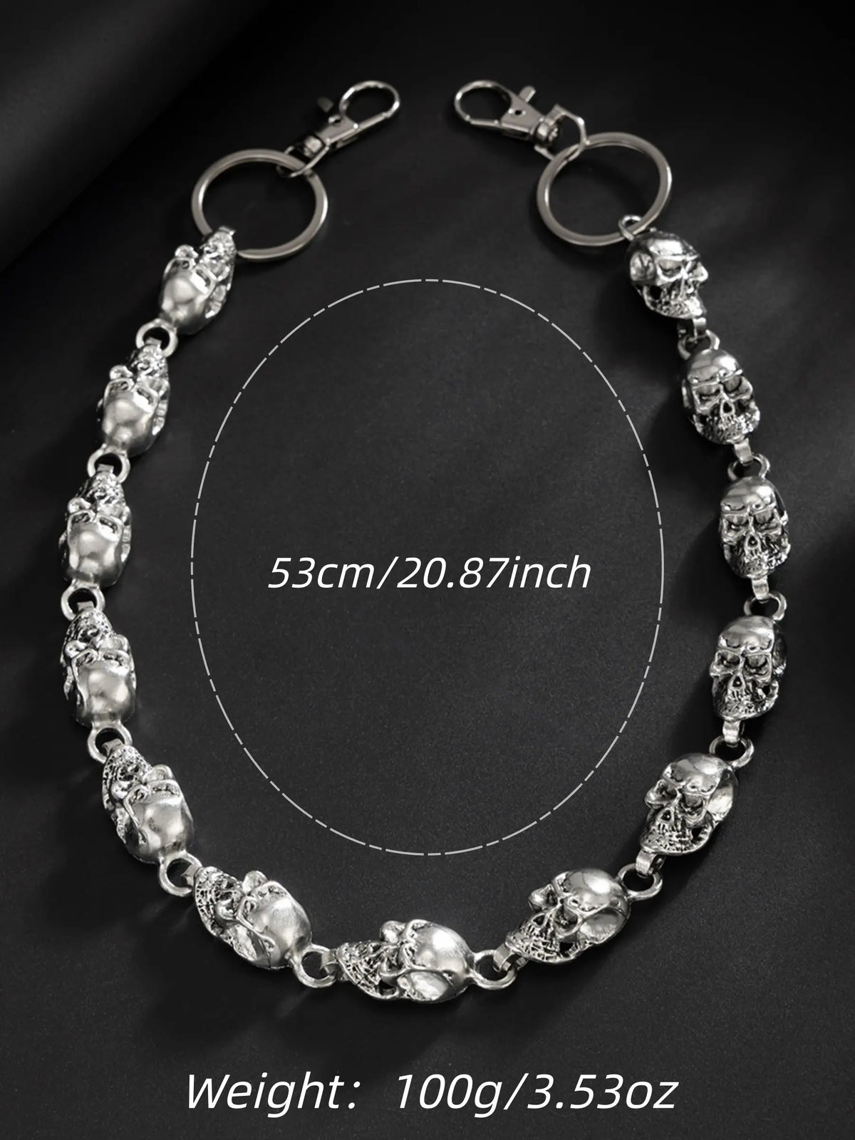 Pants Chain Waist Chain for Men Women,Biker Skull Chain Wallet,Long Cool EMO Punk Trousers Pocket Belt Key Chains for Hip Hop Rock Jean Gothic Clothing Accessories, Chain Accessory