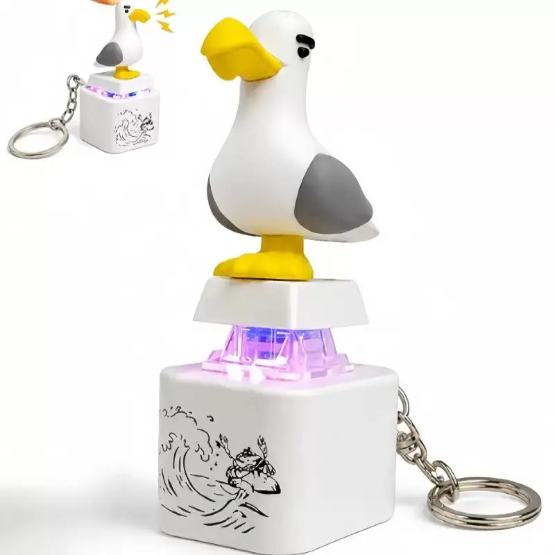 1pc/2pcs Seagull Rechargeable LED Fidget Button Keychain, Light-Up Clicker Stress Relief Toy