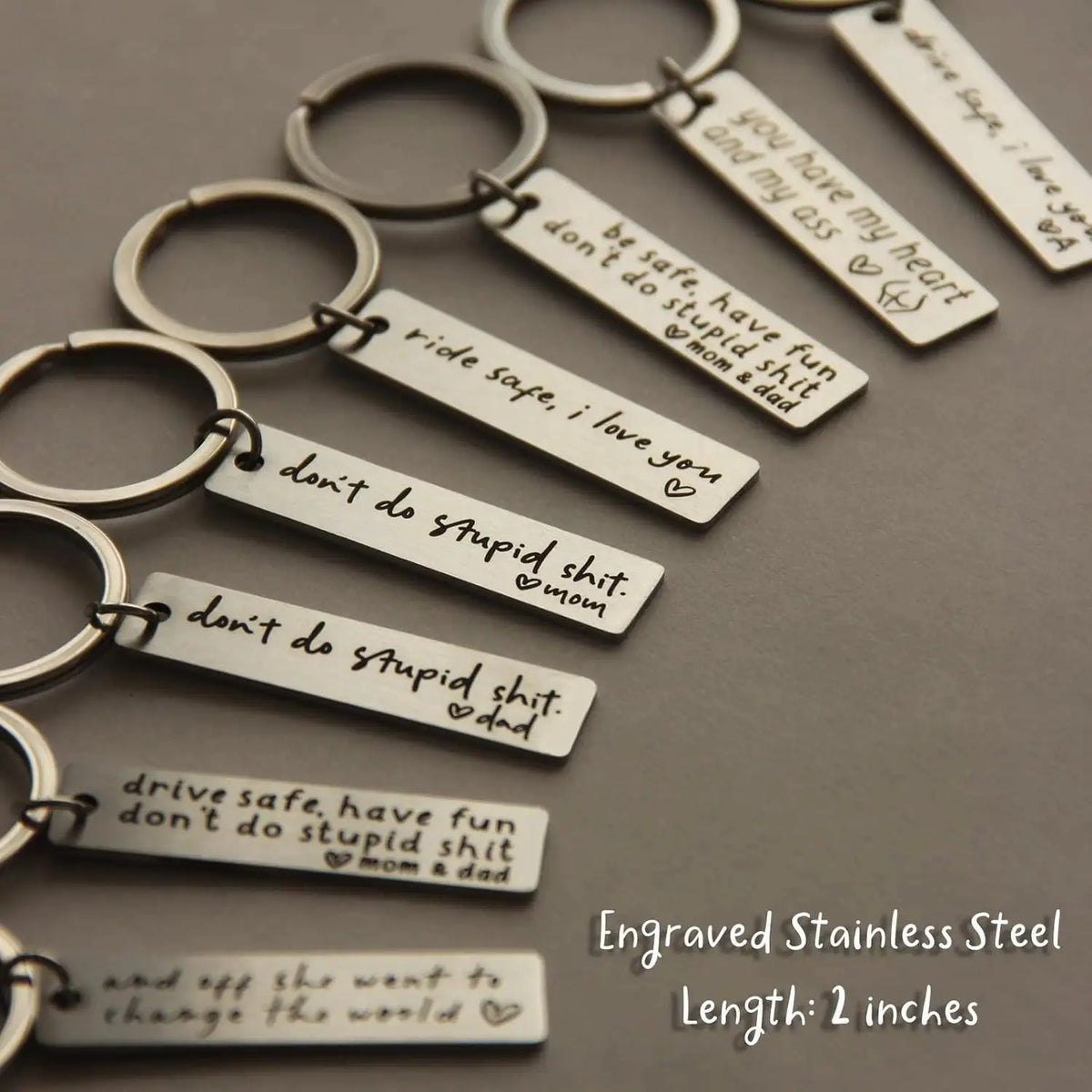 Drive Safe I Love You Initial Personalized Stainless Steel Keychains – Romantic Valentine's Gift, Keychains for Women & Men, Keychain for Car Keys, Thoughtful New Driver Gift