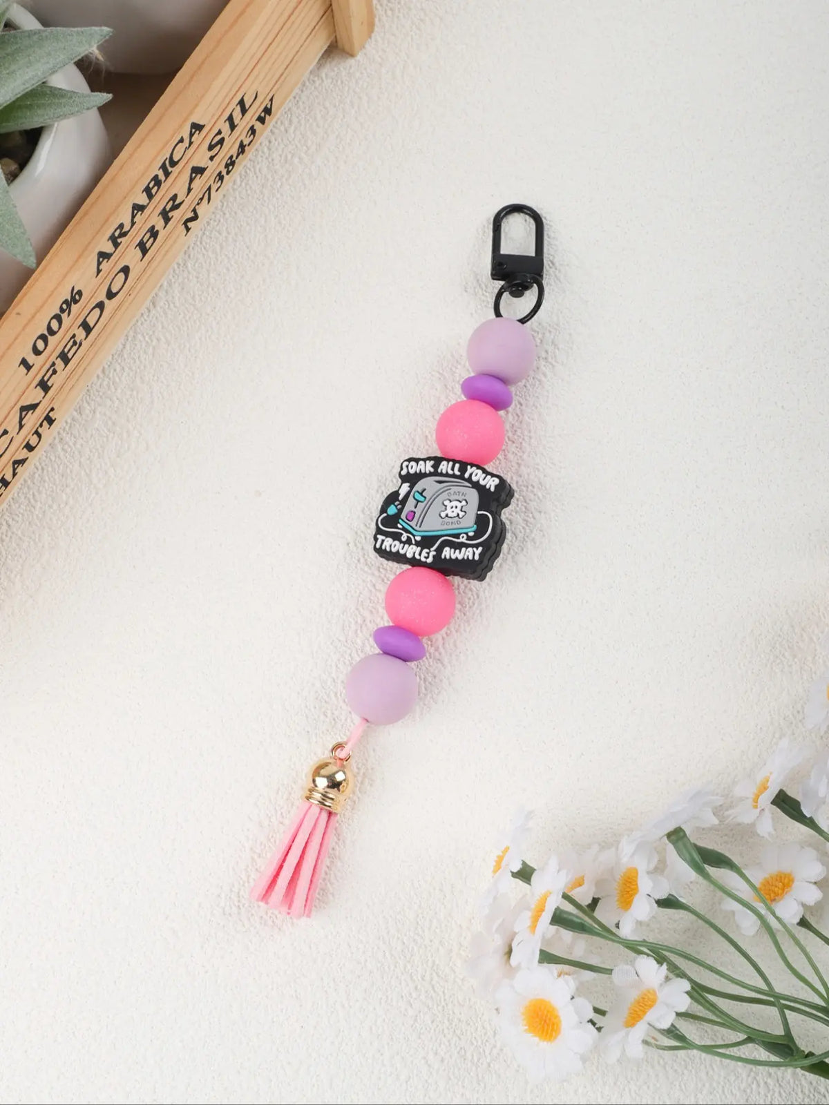 Christian Bible Cross Keychain, Mother's Day Gift for Mom, Faith Beaded Wristlet Keychain, Religious Boho Bag Charm, Key Charms, 1 Count