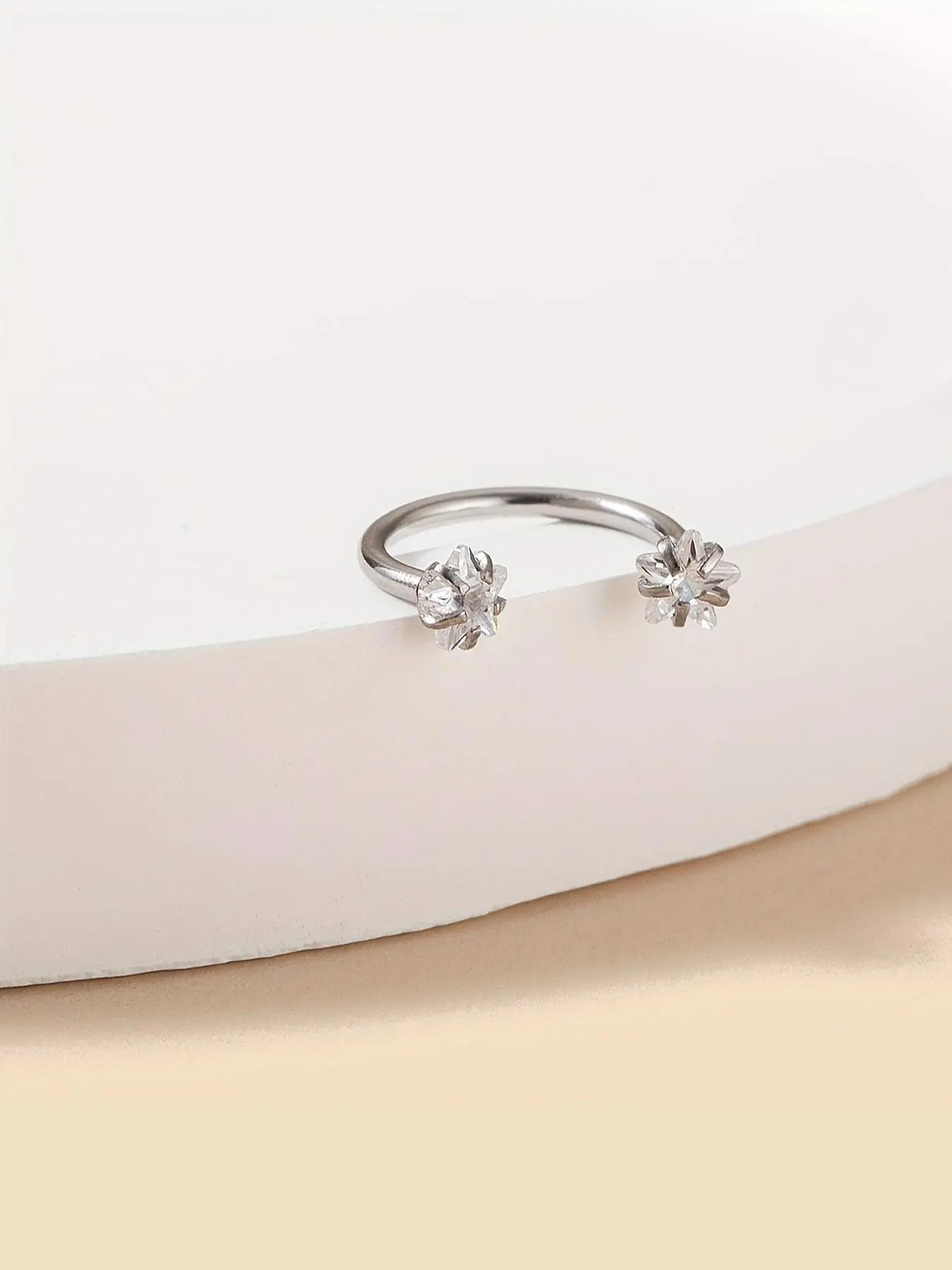 Elegant Double Star Sparkling Zirconia Inlays Nose Rings Hoops, Stainless Steel Body Piercing Jewelry, Body Jewellery for Women, Suitable for Daily Wear, Perfect for Parties & Gifts
