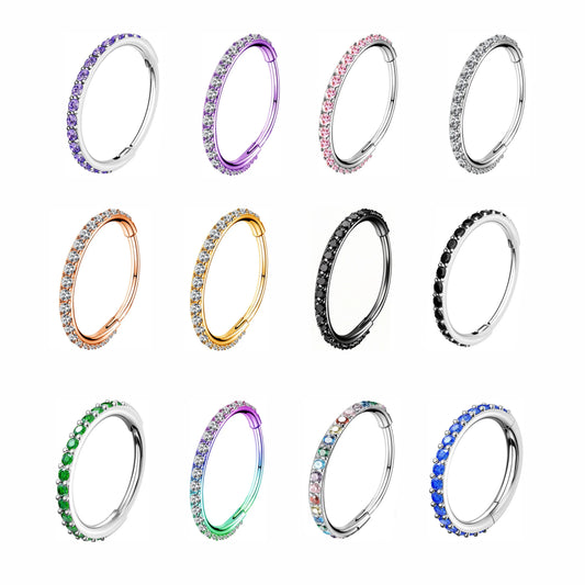 Oufer 20G Hinged Segment Micro Gem Nose Hoop Ring Gift Choice- 316L Stainless Steel