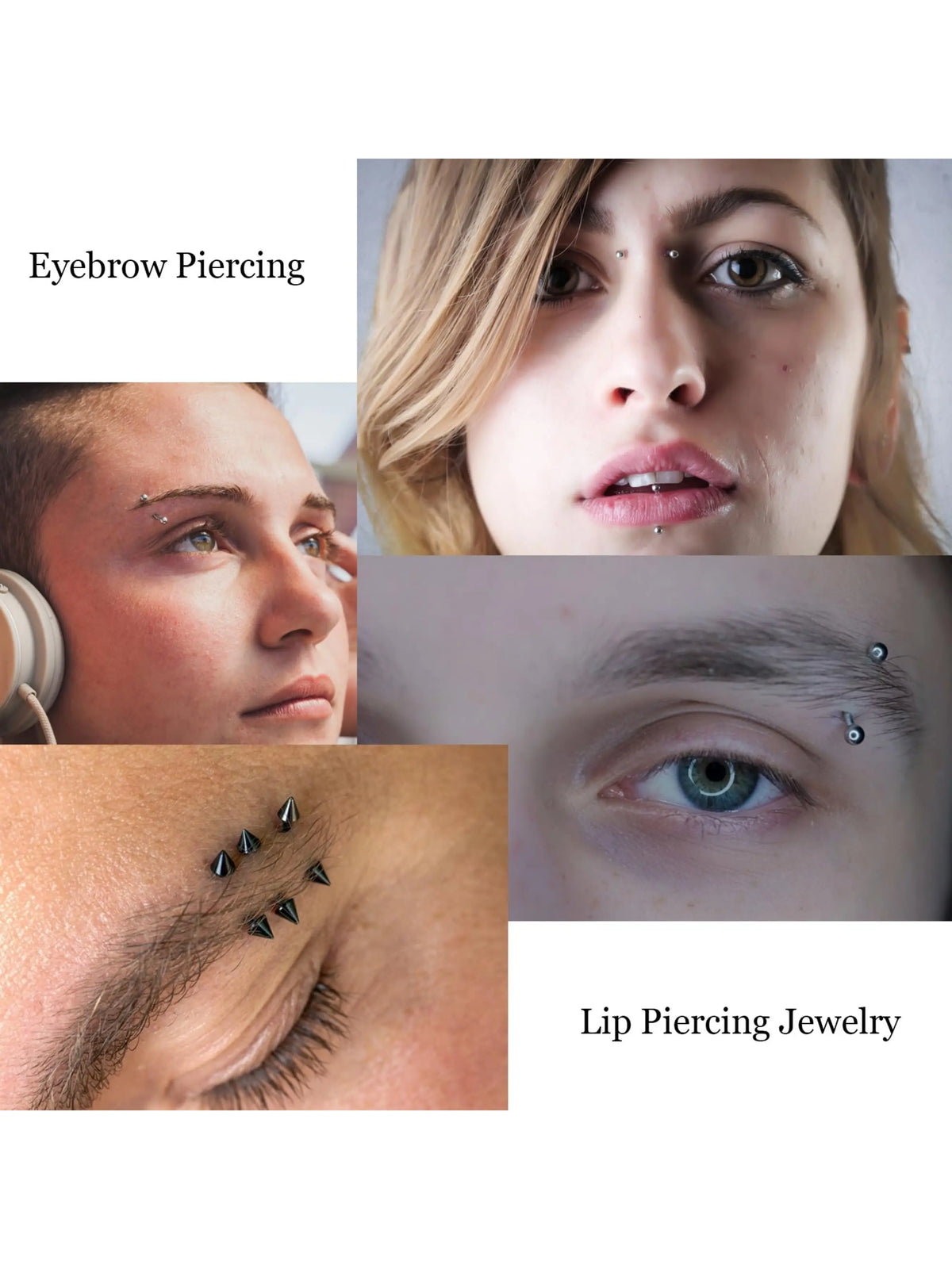 16PCS Eyebrow Piercing Jewelry With Replacement Balls and Spike, Curved Barbell Piercing Jewelry, Chic Body Jewelry, Body Piercings, Vertical Labret Lip Jewelry, Rook Piercing for Women Men