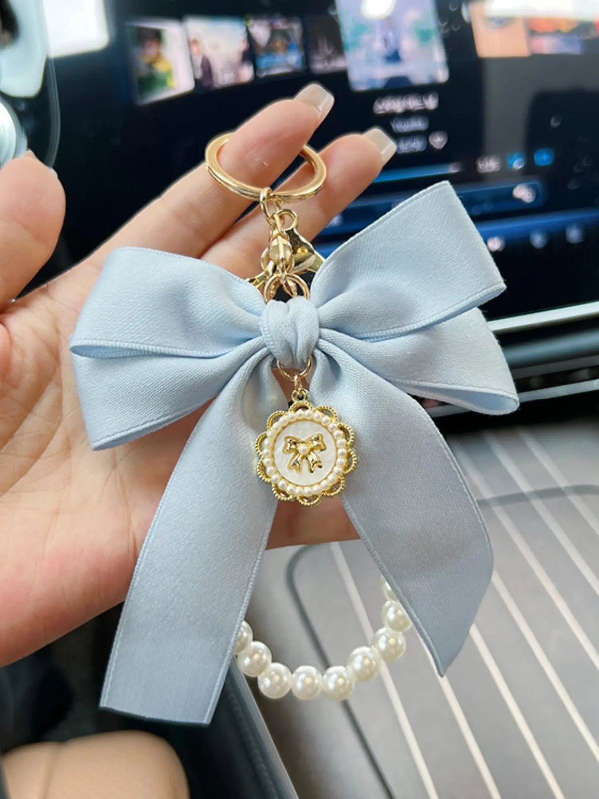 Cute Bow Design Bag Keychain, Faux Pearl Bracelet Keychain, Bag Pendant Keychain, Fashionable Bag Charm for Women & Girls, Cute Keychains