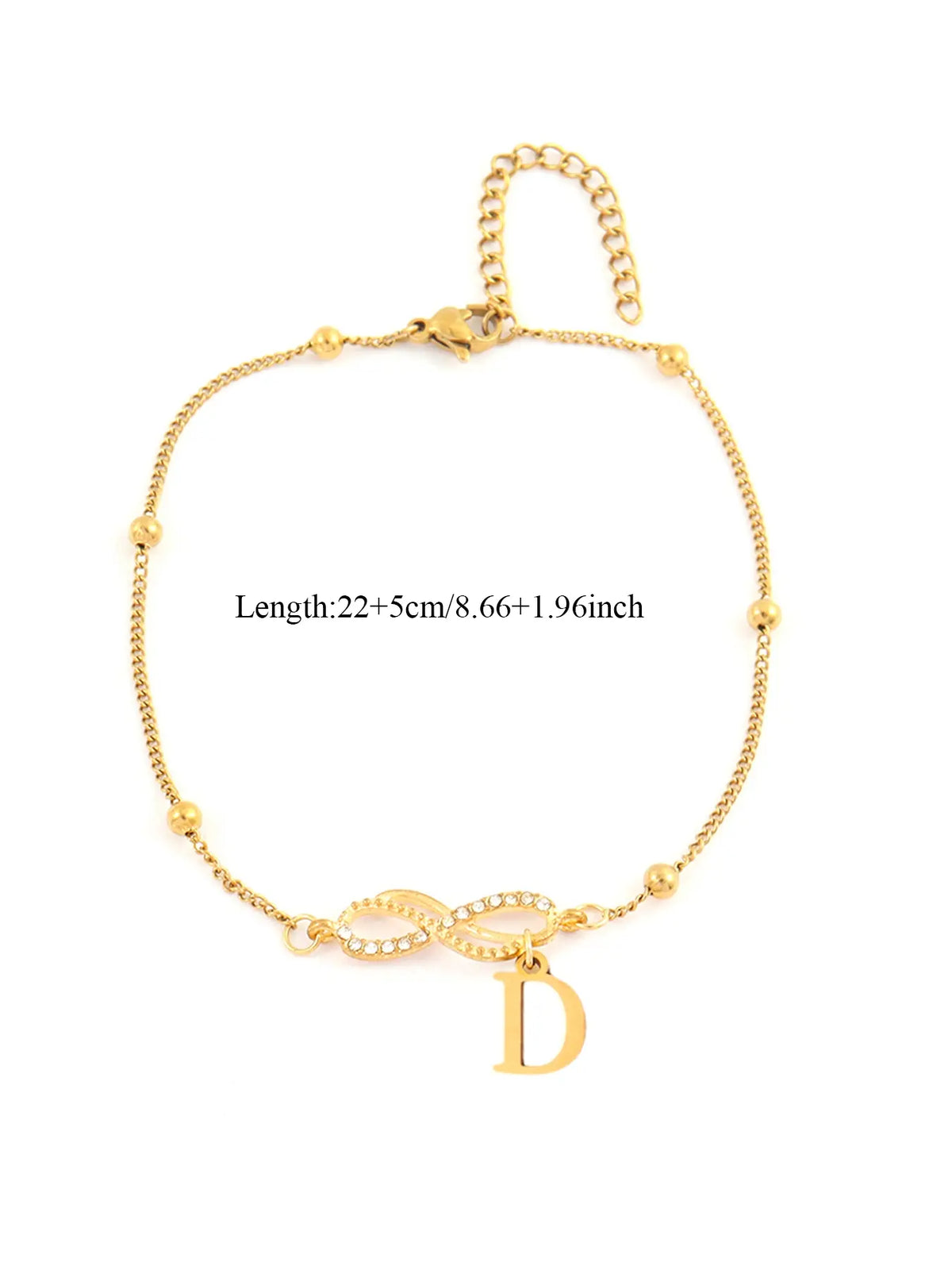 Women's Stainless Steel Anklet, Personalized Fashionable Infinite Symbol Initial Letter Design, Casual All-Season Foot Jewelry, Trendy Jewelry, Fashionable Accessory