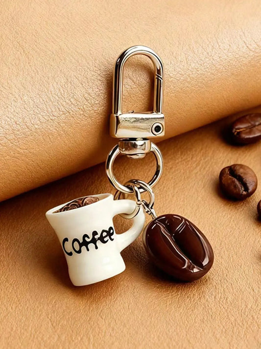 Realistic Coffee Bean Cup Keychain, Trendy Cute Lightweight Resin Mug Keychain, Perfect for Coffee Lovers, Ideal for Backpacks, Purses & Bags, Great Gift