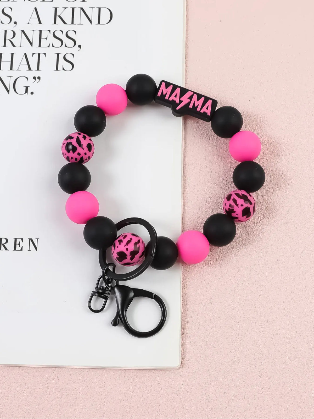 Boho Style Checkerboard Pattern Silicone Beaded Keychain, Cute Flower & Smile Face Charm, Fashion Accessories, Trendy Cute Keychain for Women & Men, Key Rings, Keyring