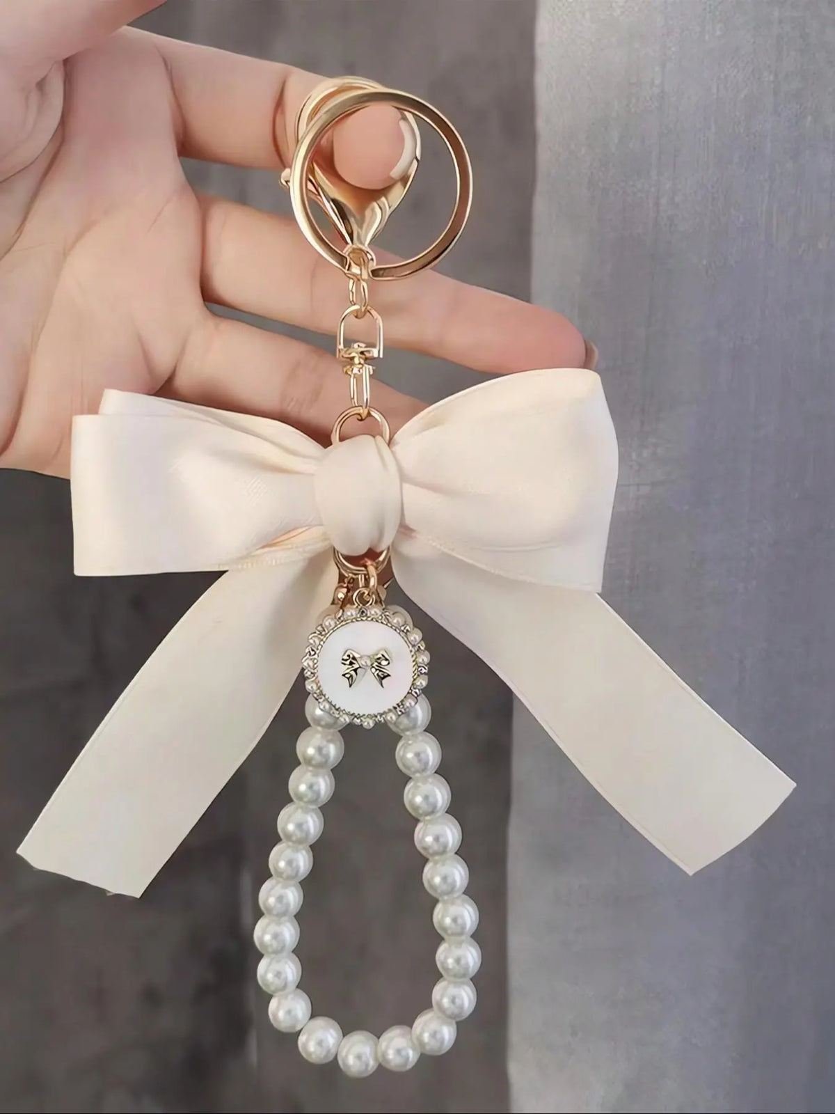 Cute Bow Design Bag Keychain, Faux Pearl Bracelet Keychain, Bag Pendant Keychain, Fashionable Bag Charm for Women & Girls, Cute Keychains