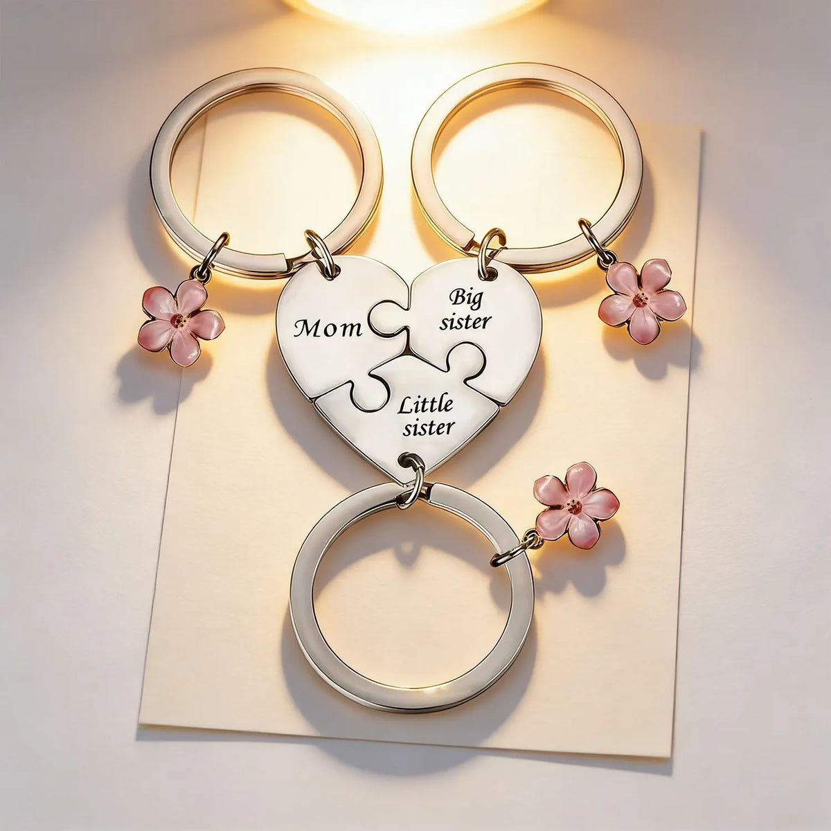 New Cross-Border Design: Stainless Steel Flower Keychain 3-Piece Set - A Gift for Couples and Families link chain autumn rapper cuban Adjustable Heart Rate Bracelet