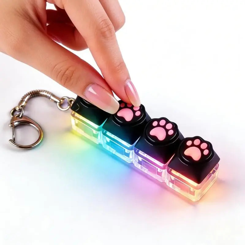 LED Light Keychain Keyboard, Light Up Keys, Press and Click Fidget Toy, Stress Relief Anxiety Relief, Portable Office Desk Accessory, Office Decoration Gift, Fidget Keyring