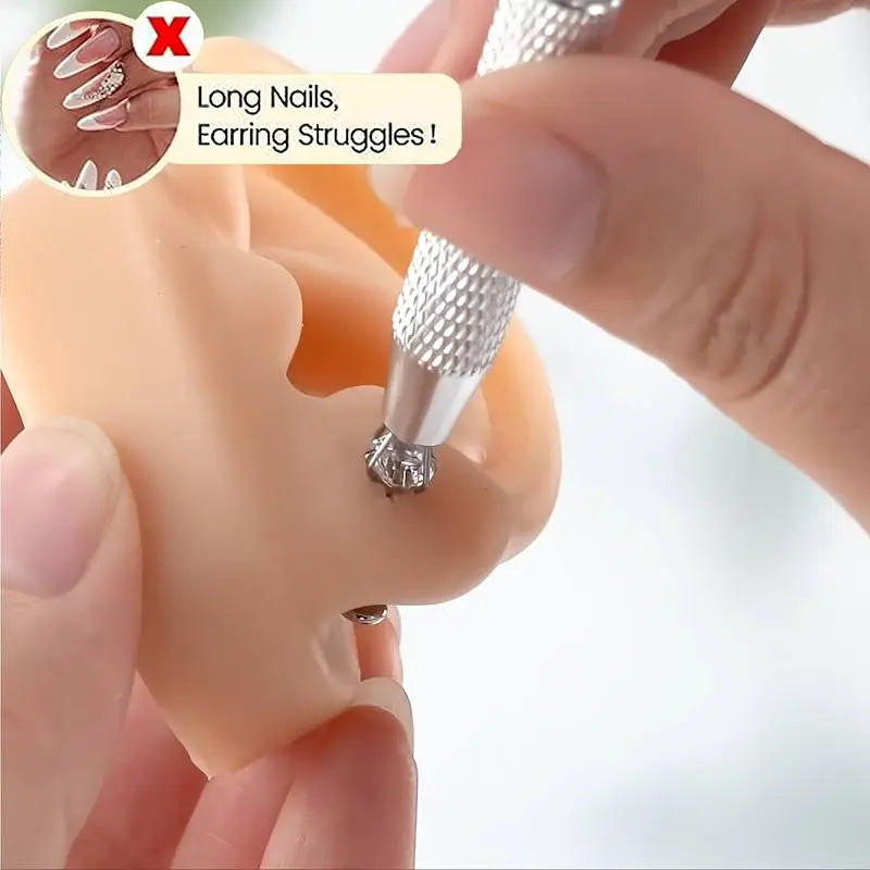 24Pcs Flat Back Stud Earrings with Grab Tool Set for Women - Hypoallergenic Surgical Steel Internal Thread Stud Piercing Jewelry for Tragus Helix Cartilage Conch Nose Lip Piercing Silver