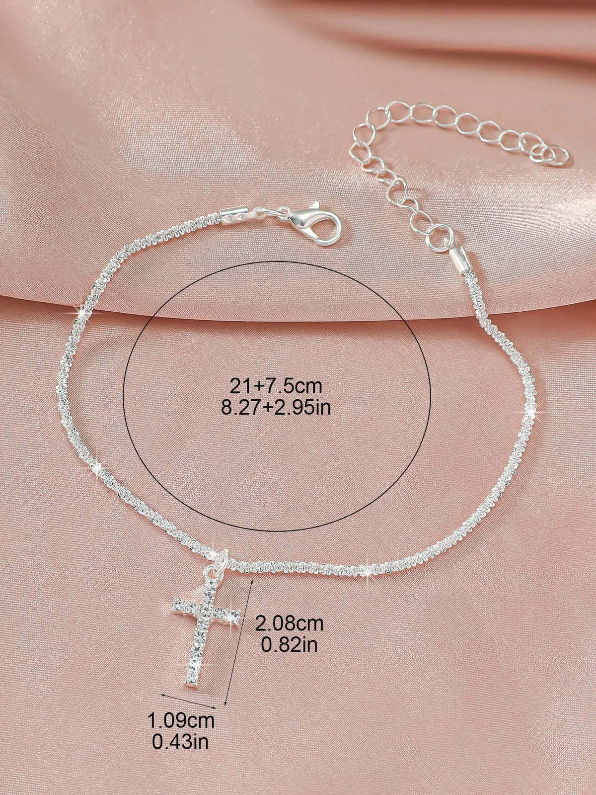 Waterproof Cross Anklet Easter Basket Essentials for Girl Women Adjustable Beach Cross Anklets Trendy Jewelry Elegant Fashion Accessories Versatile Style Summer Outdoor Activities ankle bracelet