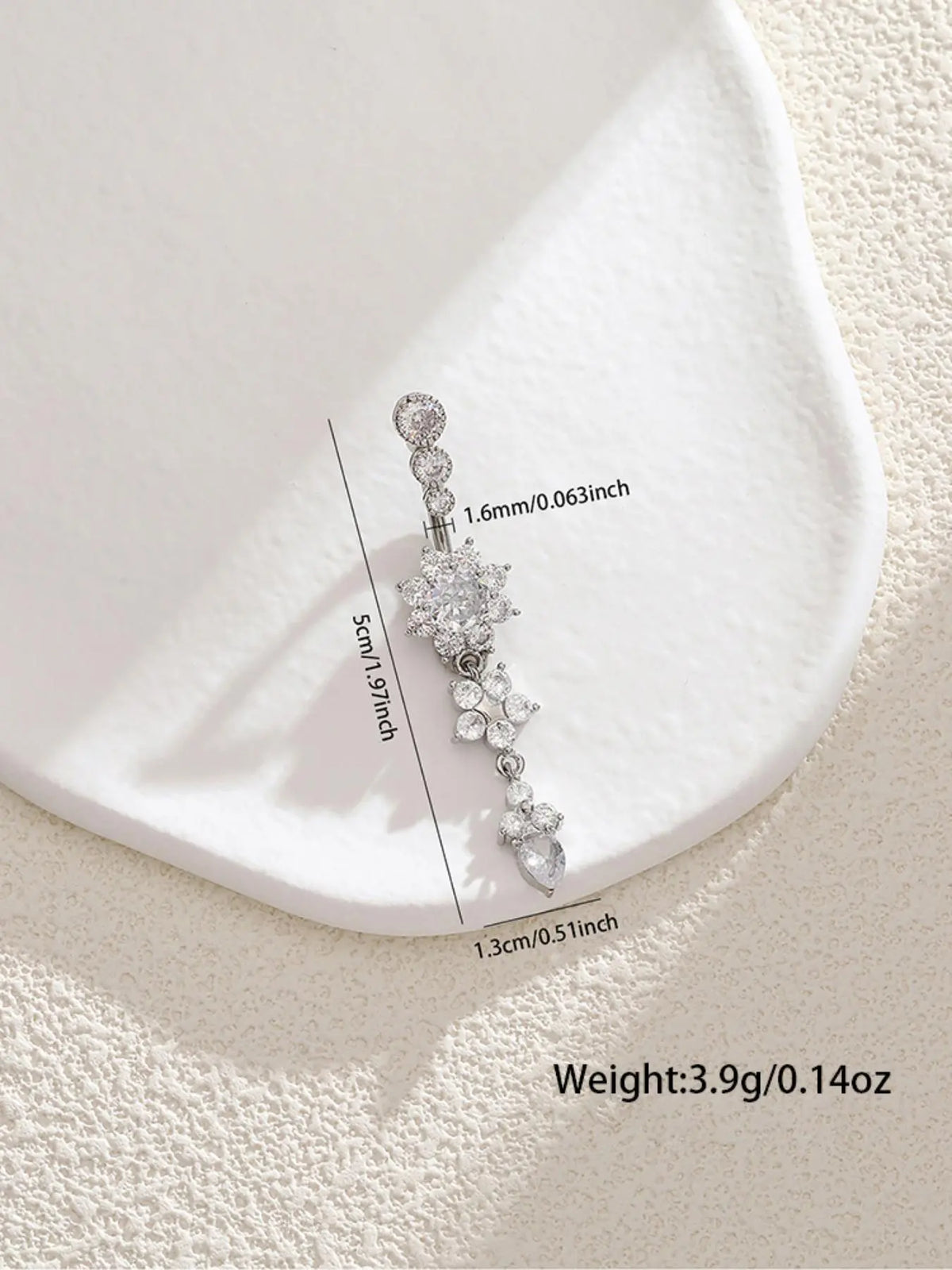 Women's Rhinestone Flowers Decor Belly Ring, Body Piercing Jewelry, Navel Piercing Jewelry, Rhinestone Decorated Belly Button Ring, Elegant Flower Design Belly Piercing for Women, Jewelry Gifts, Body Jewellery