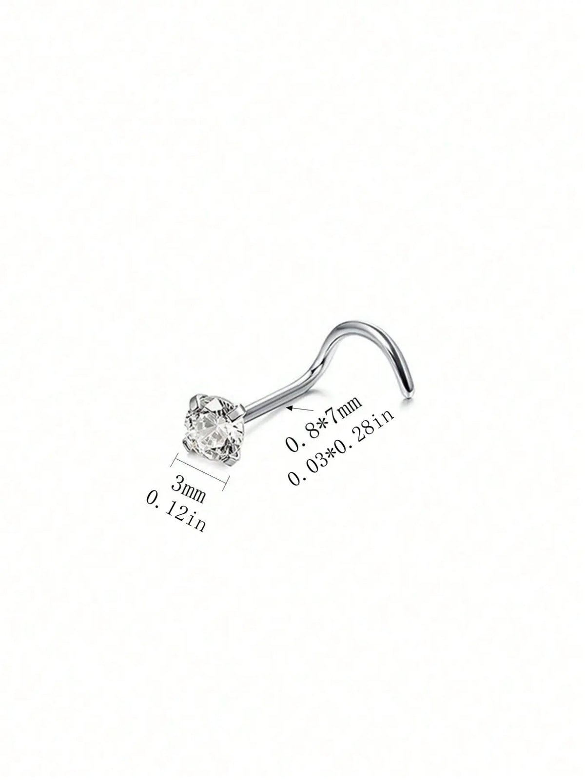 10 Pcs Stainless Steel Hoop Nose Rings, 3mm Zircon Claw Nose Jewelry, Body Jewelry, Punk Style Piercing Accessories, Unisex Daily Wear, All Seasons, Nose Rings Hoops