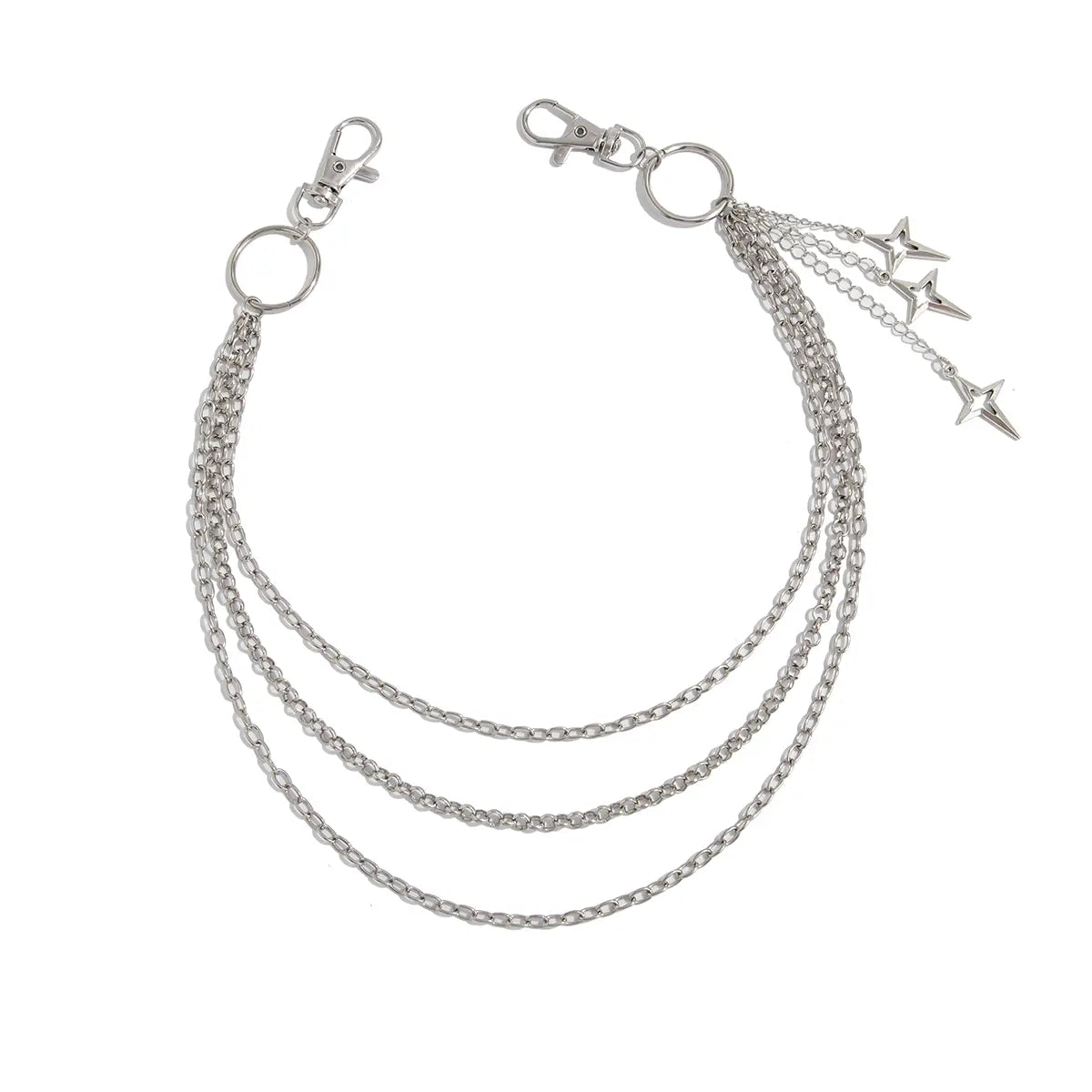 Women's Punk Metal Multilayer Star Pendant Body Chain - Geometric Chain, Star Shapes Daily Waist Jewelry, Hip Hop Dangle Jeans Accessory for Females