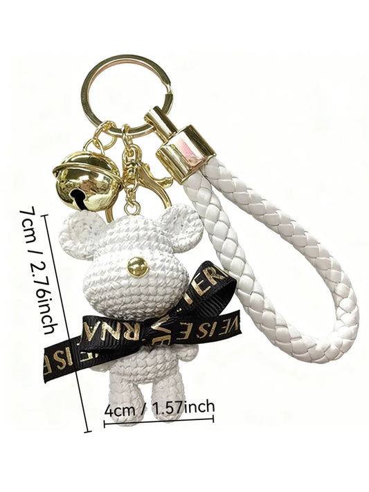 Set of Fun Gift Keychains with Bell Bowtie Bear, Cute Design Keychains for Family and Friends, Perfect Simple Accessories for Any Occasion, Keychain Kawaii, Teddy Keys, Trendy Cute Keychain, Cute Keychain Accessory