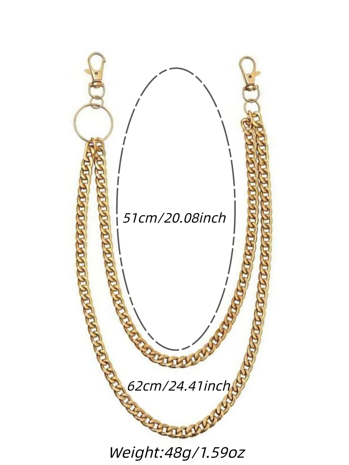 Men's Double Layer Pants Chain, Casual Pants Chain for Jeans Trousers, Pants Chain for Party, Daily Clothing Decor, Pants Chain for Gift, Adjustable Waist Chain, Waist Chain Accessory, Body Jewelry