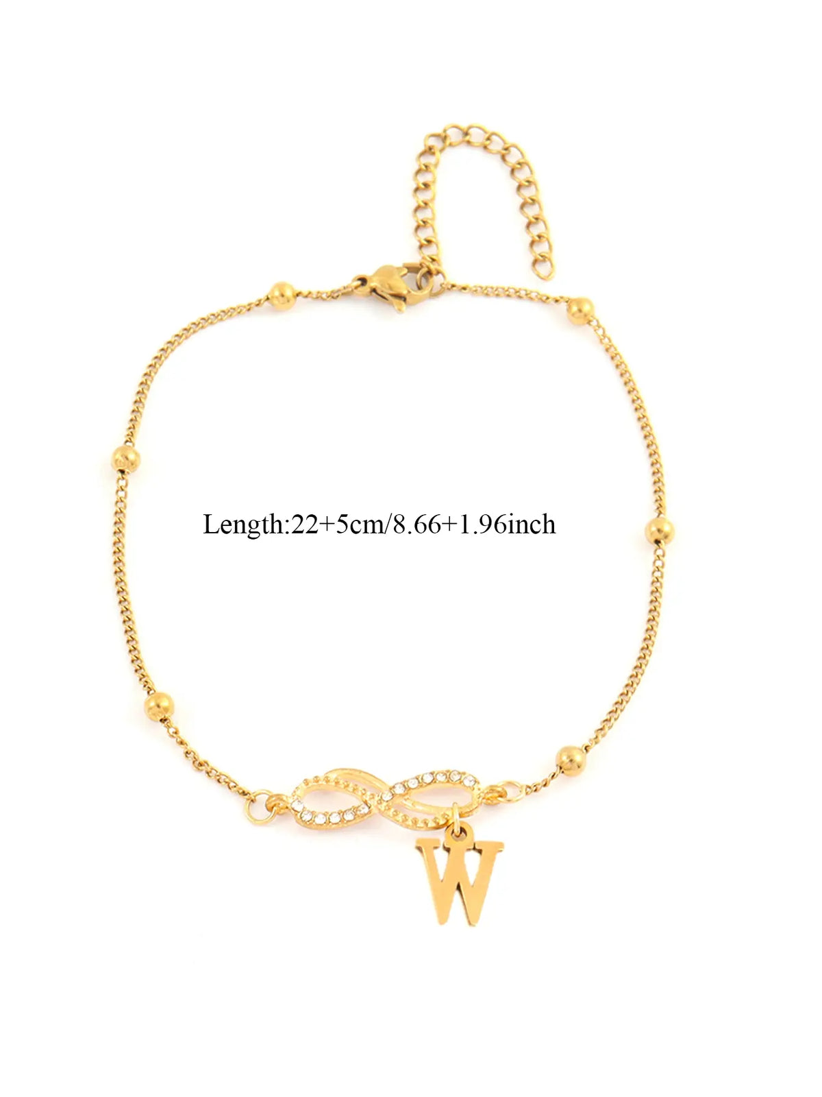 Women's Stainless Steel Anklet, Personalized Fashionable Infinite Symbol Initial Letter Design, Casual All-Season Foot Jewelry, Trendy Jewelry, Fashionable Accessory