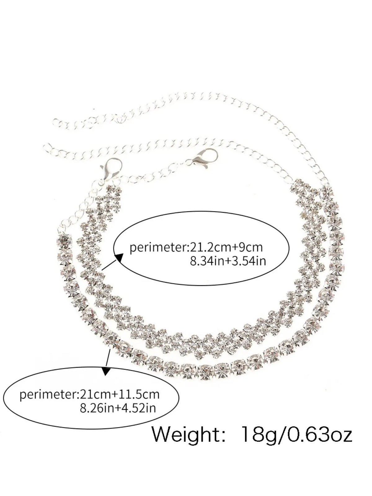 Sxy 2pcs Rhinestone Decor Anklet, Elegant Plain Design, Alloy Material, All Seasons Wear, Ankle Bracelet for Women, Elegant Accessory, Dainty Layered Anklet