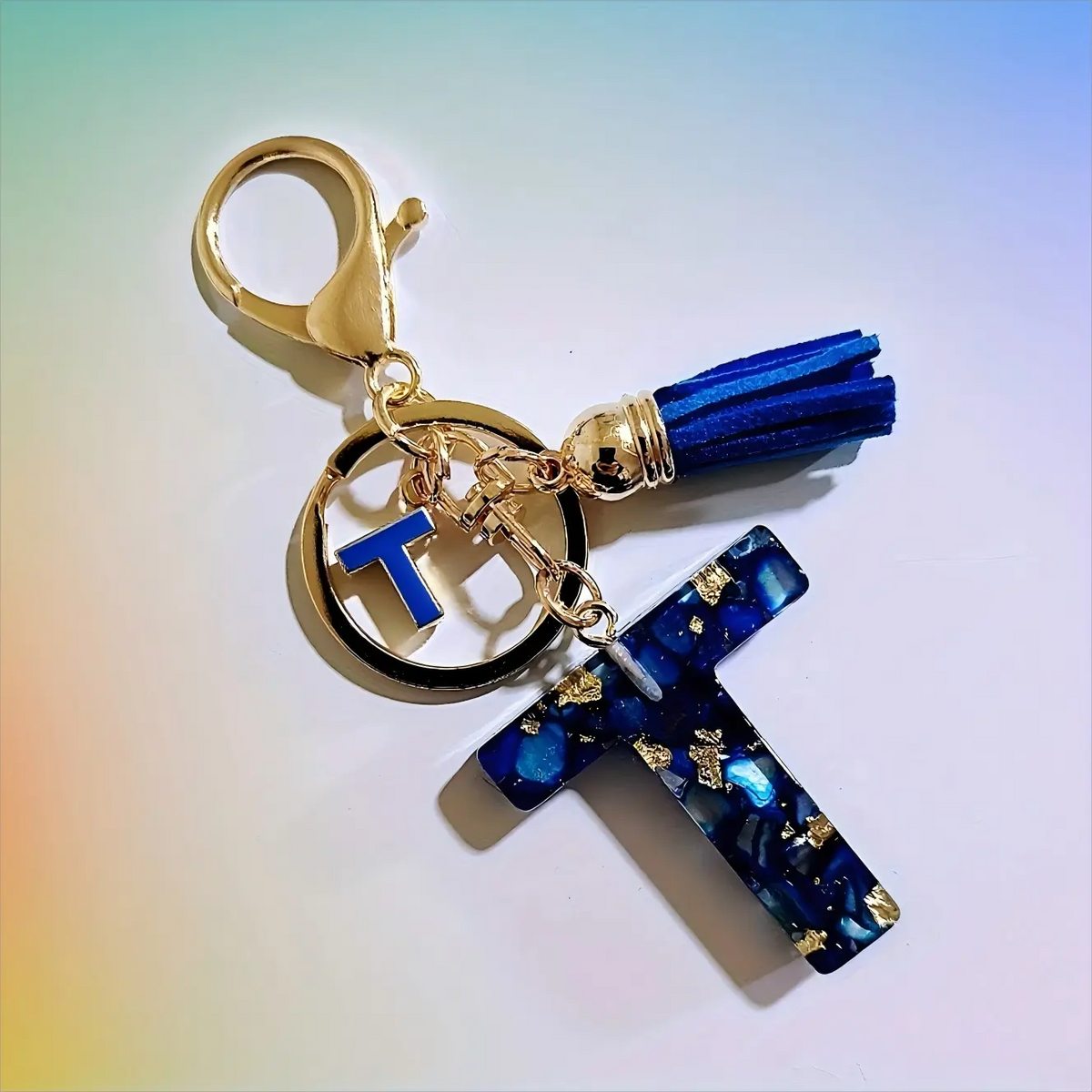 Women's Boho Alloy Alphabet Resin Letter Keychain - Aesthetic Keychain, Evil Eye Graphic, Tassel Accent, Bag Chains, Bag Charm Styling, Car & Purse Accessory