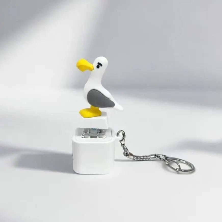 1pc/2pcs Seagull Rechargeable LED Fidget Button Keychain, Light-Up Clicker Stress Relief Toy