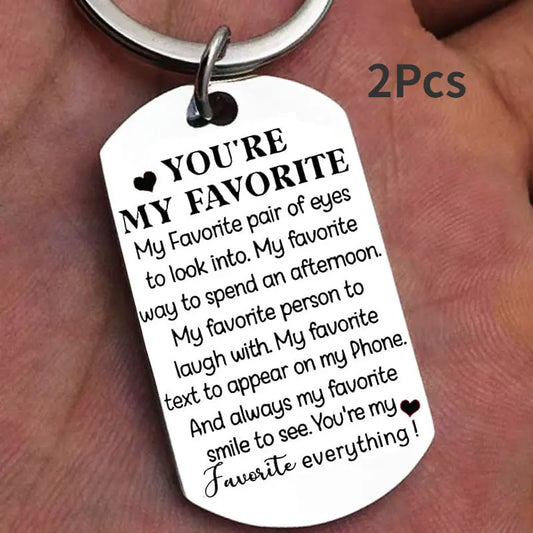 Unisex 2-Piece Engraved Heart Keychain Set with Love Messages, Fashion Costume Jewelry Accessory, Boyfriend Gift for Valentine’s Day Anniversary