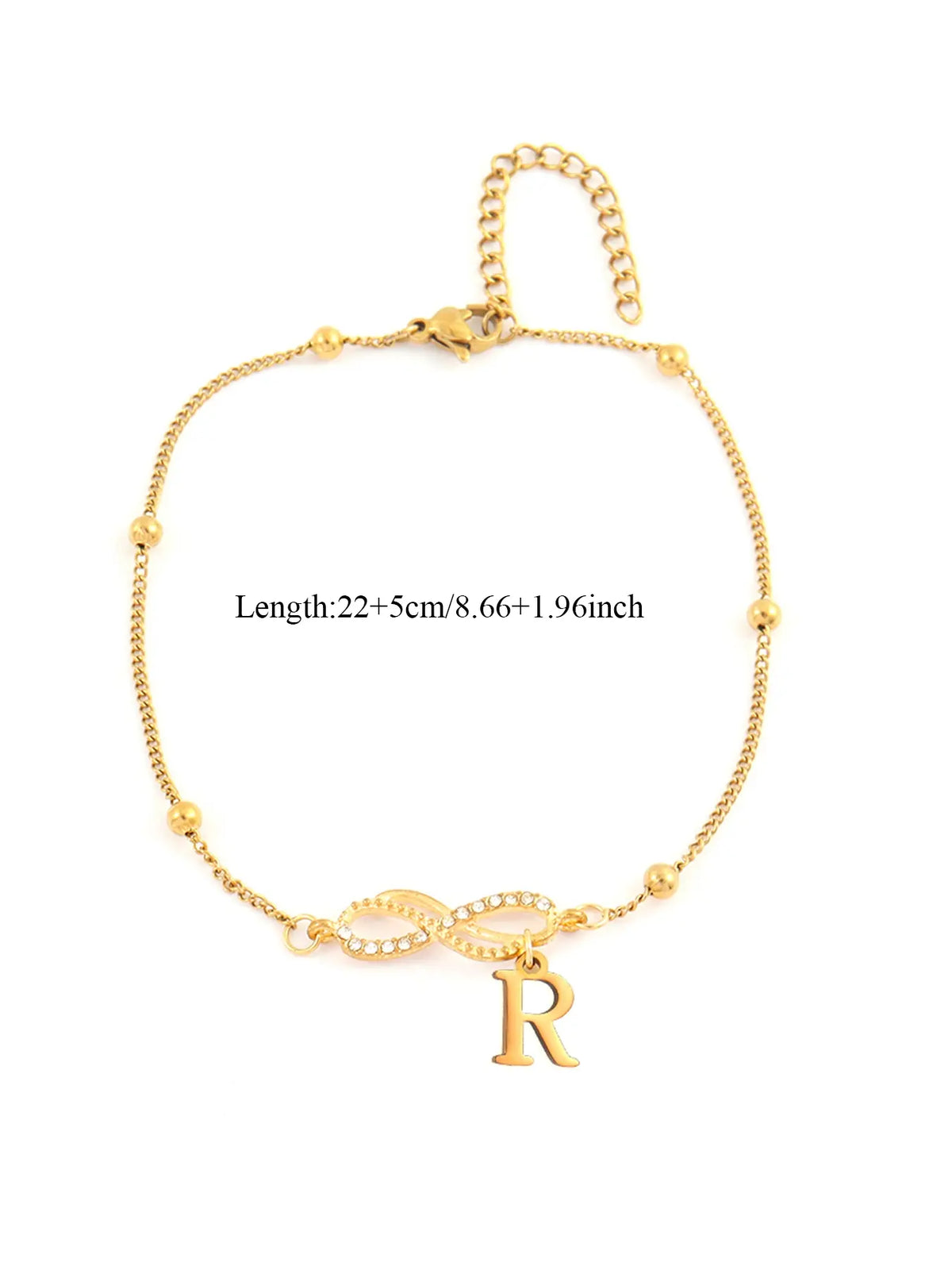 Women's Stainless Steel Anklet, Personalized Fashionable Infinite Symbol Initial Letter Design, Casual All-Season Foot Jewelry, Trendy Jewelry, Fashionable Accessory