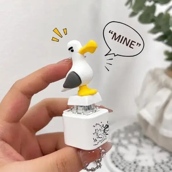 1pc/2pcs Seagull Rechargeable LED Fidget Button Keychain, Light-Up Clicker Stress Relief Toy