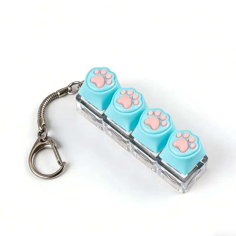 LED Light Keychain Keyboard, Light Up Keys, Press and Click Fidget Toy, Stress Relief Anxiety Relief, Portable Office Desk Accessory, Office Decoration Gift, Fidget Keyring