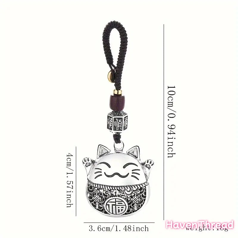 Unisex Chinese-Style Fortune Cat Keychain with Keyring Loop - Jewelry Pendant, Copper Coin Detail, Metal-Coated Wood Cartoon Charm, Ethnic Minimalist Look Modern Adjustable DIY Luggage & Bags Accessory, Fun Daily Carry Add-On