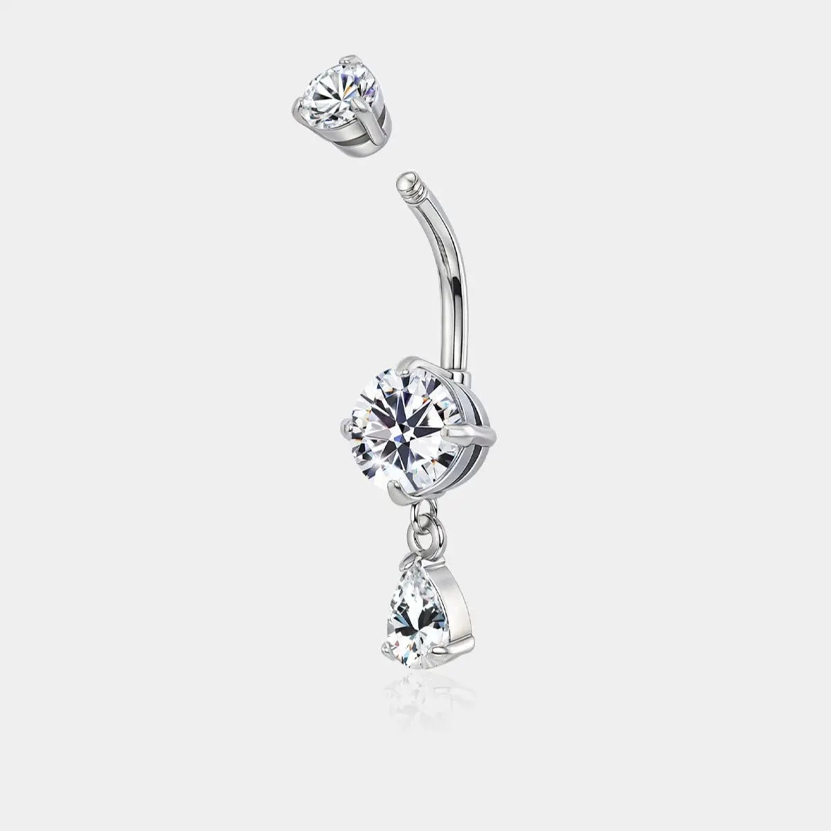 OUFER 14G Rhinestone Dangle Navel Piercing Belly Button Ring, Non Tarnish Stainless Steel Women's Body Jewelry Accessory, Navel Piercing Jewelry