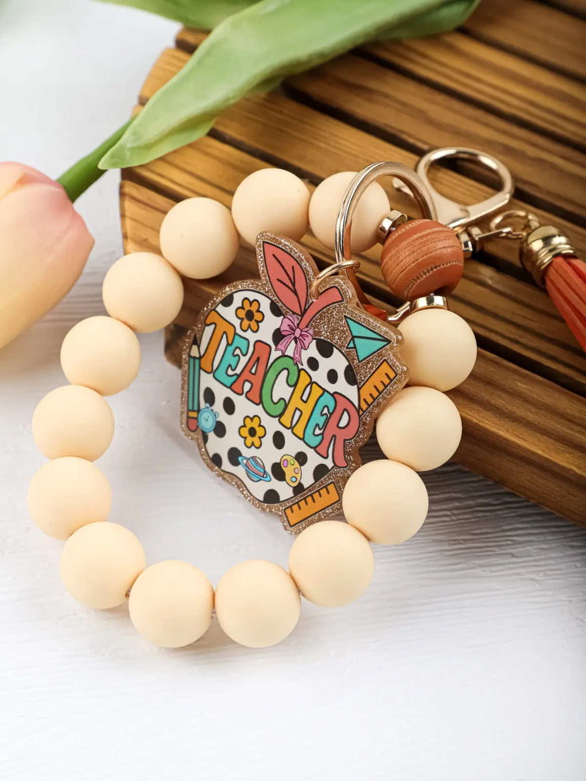 Christian Bible Cross Keychain, Mother's Day Gift for Mom, Faith Beaded Wristlet Keychain, Religious Boho Bag Charm, Key Charms, 1 Count