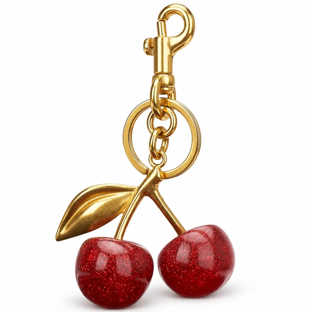 Graceful Enclave Cherry Keychain Bag Charm Cute-Elegant Leather Keyring for Women Adorable Accessory for Purses Handbags Car Keys Ideal Romantic Gift for Anniversary Wedding
