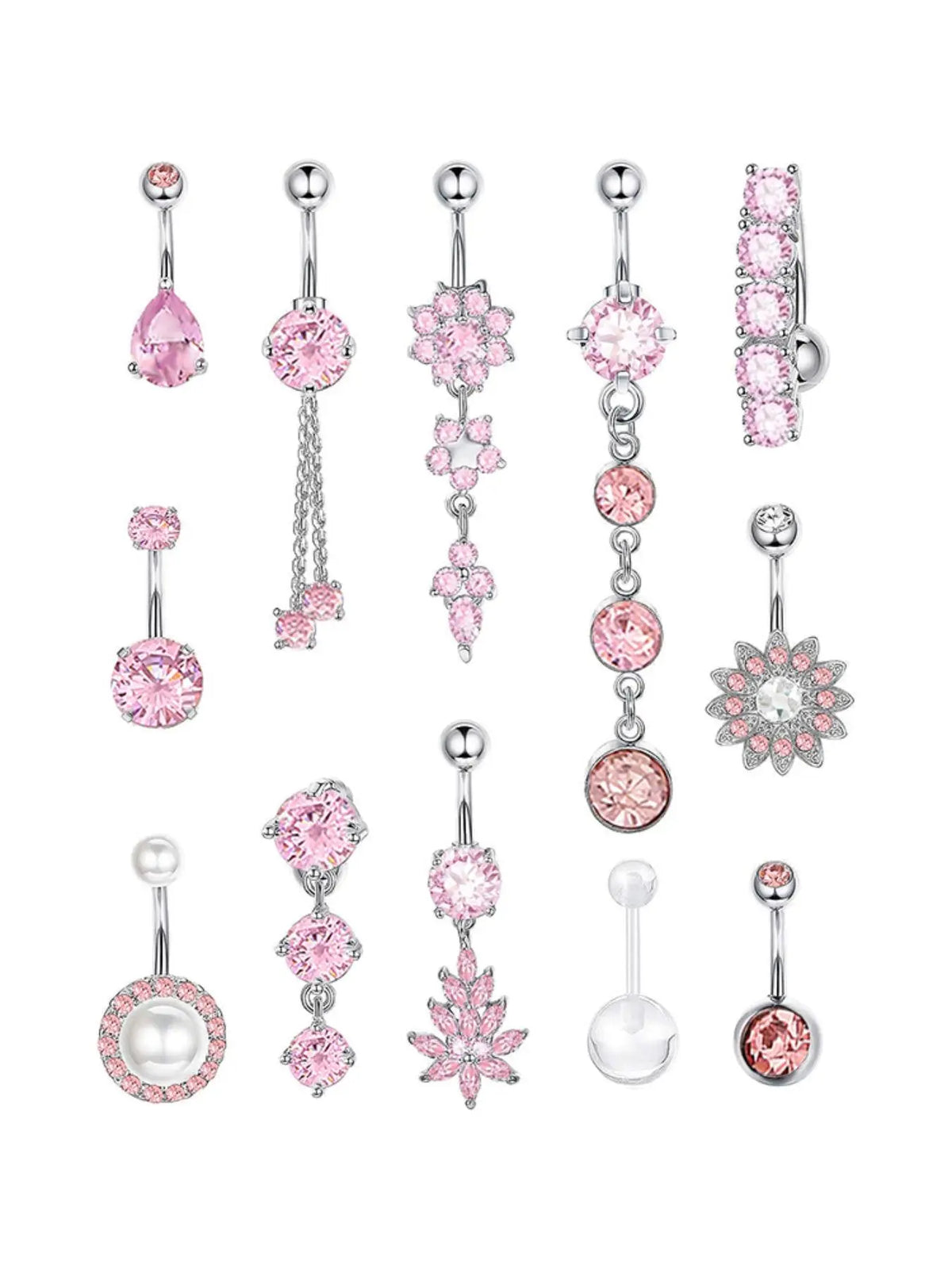 Women's Elegant Rhinestone Decor Belly Button Rings, Trendy Exquisite Belly Piercing Jewelry, Chic Body Jewelry for Party Decor Navel Ring