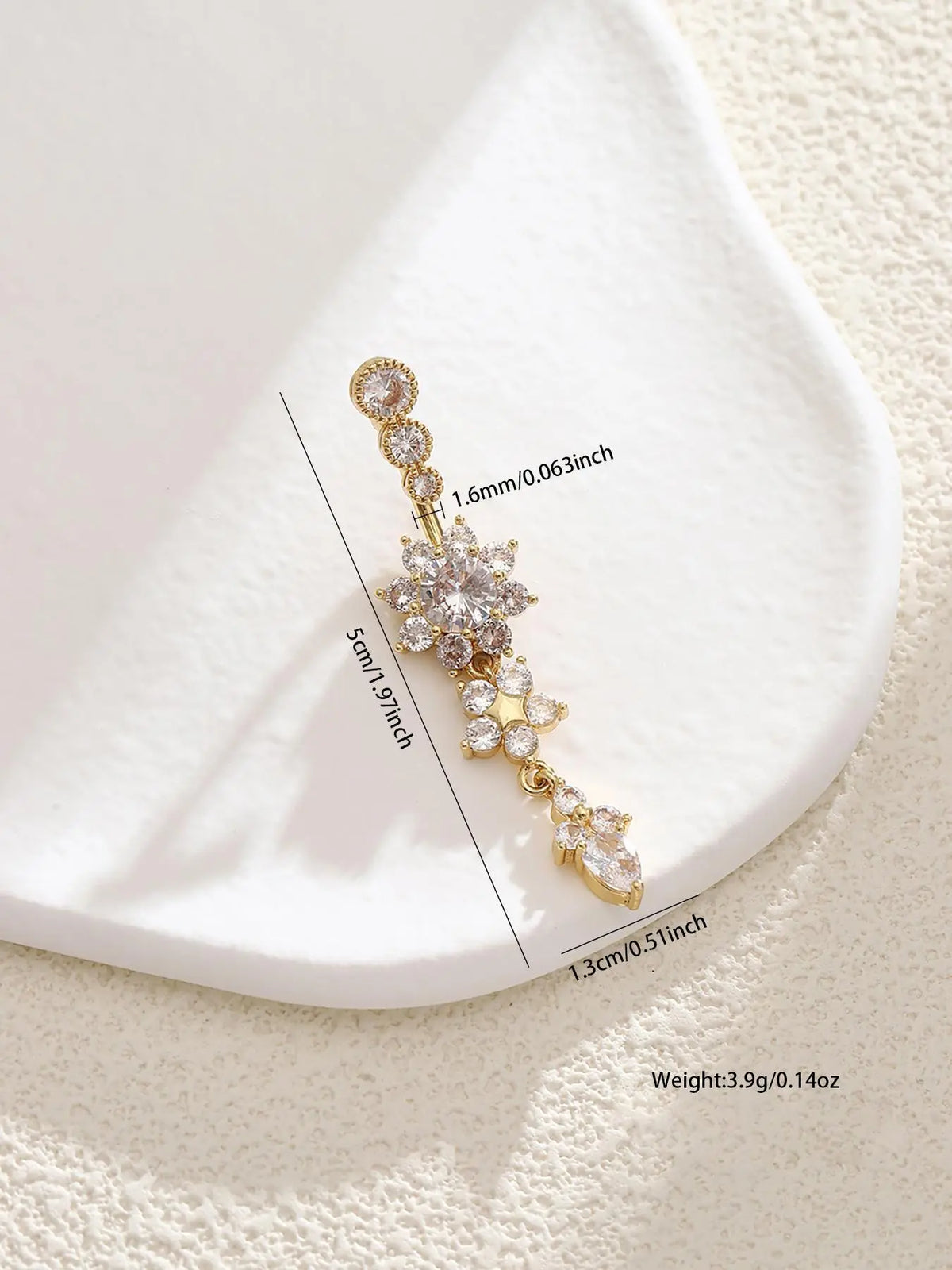 Women's Rhinestone Flowers Decor Belly Ring, Body Piercing Jewelry, Navel Piercing Jewelry, Rhinestone Decorated Belly Button Ring, Elegant Flower Design Belly Piercing for Women, Jewelry Gifts, Body Jewellery