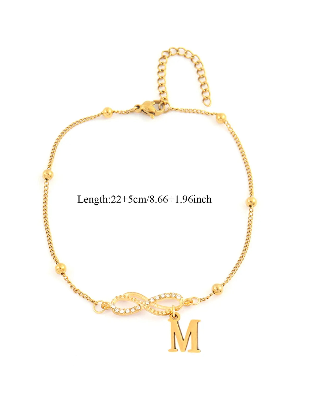 Women's Stainless Steel Anklet, Personalized Fashionable Infinite Symbol Initial Letter Design, Casual All-Season Foot Jewelry, Trendy Jewelry, Fashionable Accessory